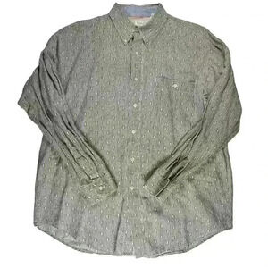 VINTAGE BUGLE BOY 80s Long Sleeve Button Up Blue Green Paisley Pattern Men XL